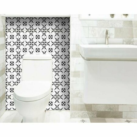 Homeroots 6 x 6 in. Black & White Delia Peel & Stick Removable Tiles 399892